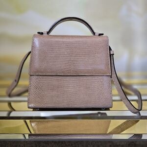 Hunting Season The Small Top Handle Lizard Taupe Handbag